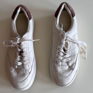 Massimo Dutti Women’s Low-Top Cream Leather Sneakers, Size 36 (6 US)